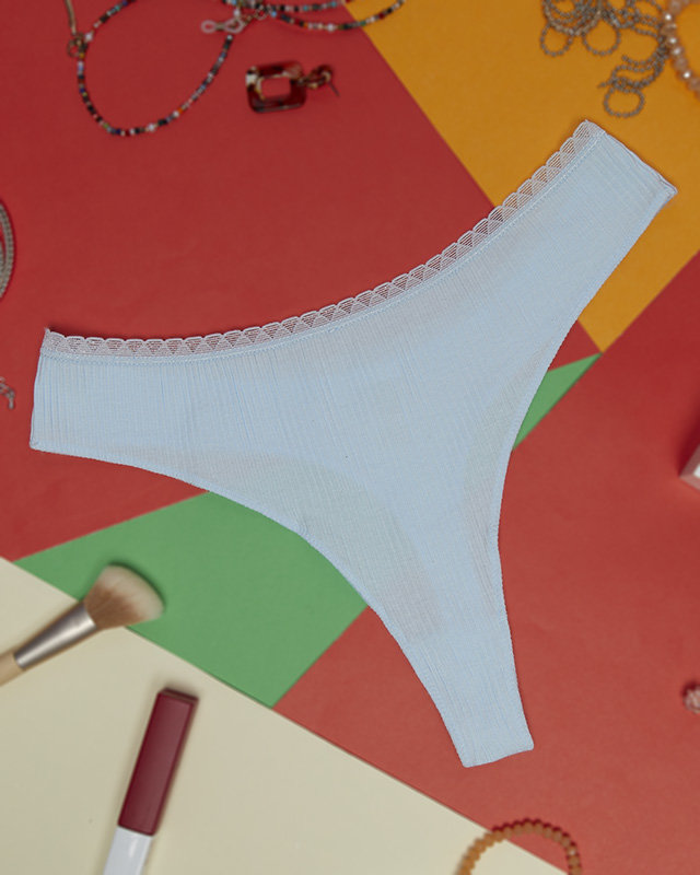 Dámská modrá žebrovaná tanga - Spodní prádlo