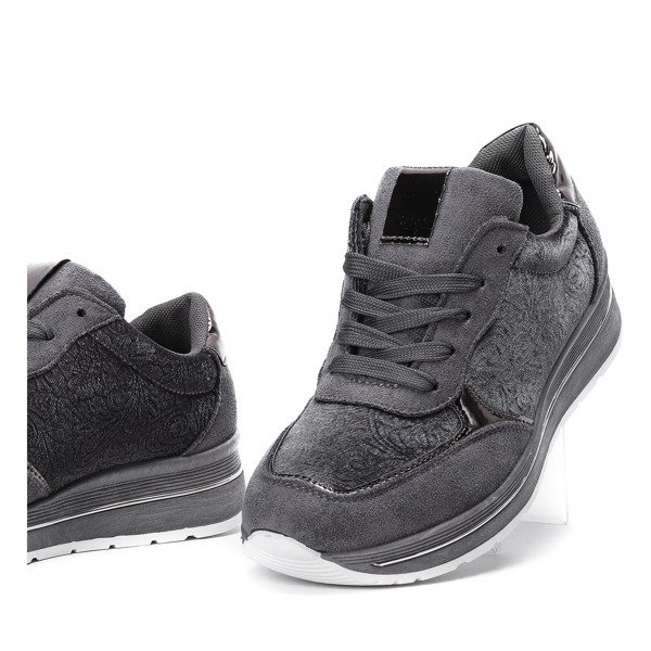 Szare sportowe buty z welurem Jessy - Obuwie