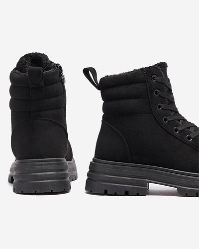 Жіночі утеплені черевики-трапери чорного кольору Tivica - Взуття