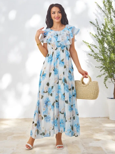 Royalfashion Dámské šaty bez ramínek s krátkým rukávem v různých květinových vzorech
