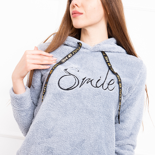Сіре жіноче худі з написом Smile