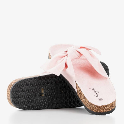 Рожеві жіночі шльопанці з бантом Gabu - Взуття 1