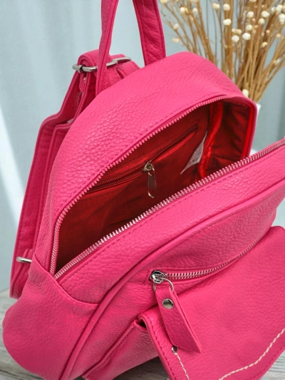 Aurelia Fuksja Batoh Eko Kůže Królewska Moda Dámský 25x25cm