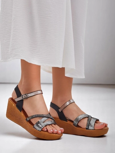 Royalfashion Dámské sandály na wedges s rhinestones a třpytkami Eclat