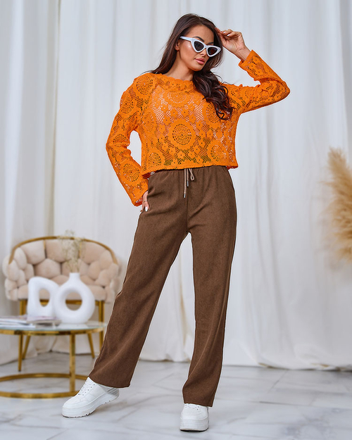 Жіночі вельветові штани Royalfashion Brown