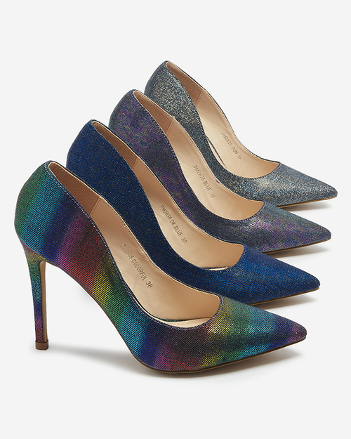 Графітові голографічні жіночі туфлі на шпильці Soddo- Footwear