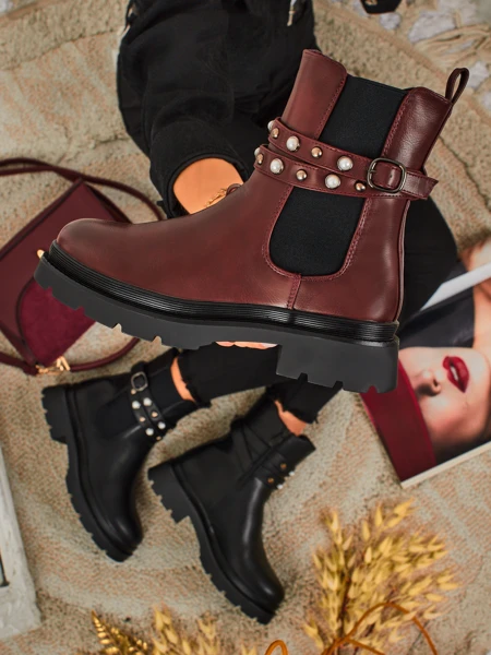 Vyšší dámské kotníkové boty z eko kůže Pearl Mist