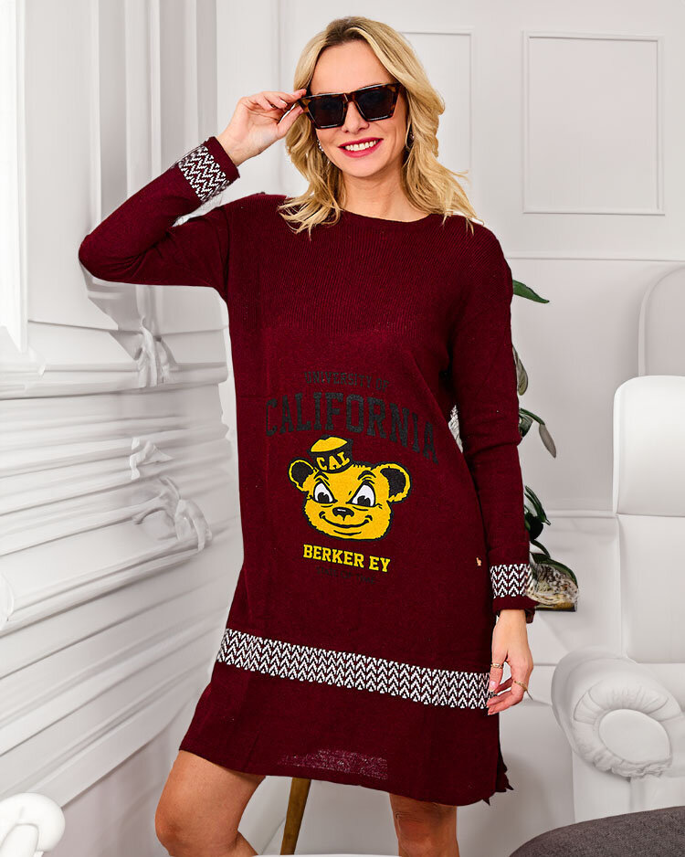 Royalfashion Světle růžové dámské svetrové šaty