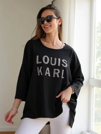 Royalfashion жіноча блуза з віскози з написами з стразів