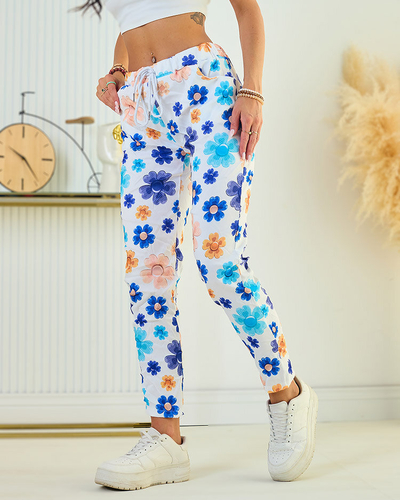 Royalfashion Dámské kalhoty z květované látky