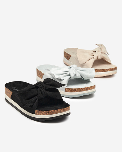 Dámské pantofle s mašlí v černé barvě Lunali- Footwear