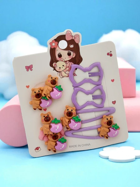 Sada spon do vlasů s motivy medvídka a mašle