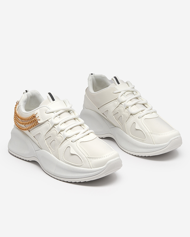 Bílé dámské tenisky se skrytým klínem a řetízkem Kermona - Obuv