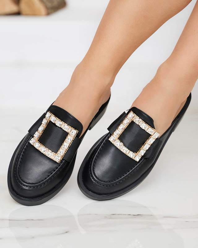 Dámské černé pantofle a'la loafers Delaqi - Boty