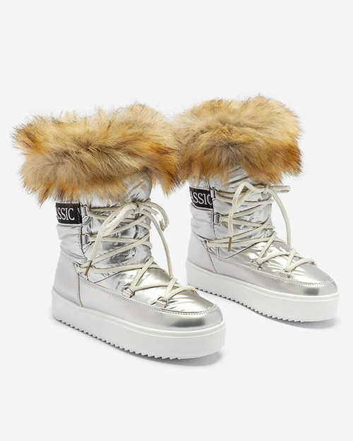 Жіночі сріблясті лаковані чоботи Fursav - Взуття