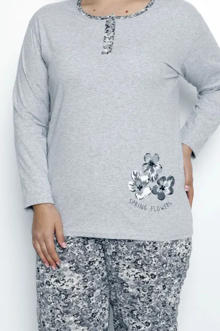 Royalfashion Cotton жіночі двокомпонентна піжама у квітах PLUS SIZE