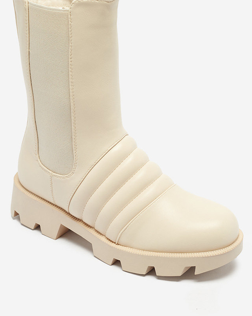 Бежеві жіночі черевики на потовщеній підошві з тисненням Ferita- Footwear