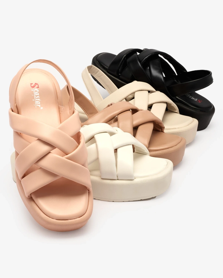 OUTLET Royalfashion Dámské sandály z ekokůže na platformě v barvě camel Iwenika