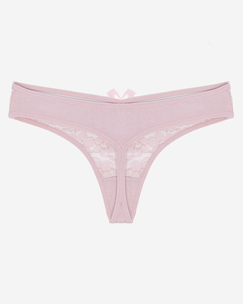 Світло-рожеві мереживні трусики стрінги для жінок - Нижня білизна