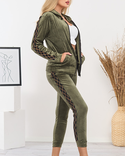 Dámská tepláková souprava se zelenými pruhy - Oblečení