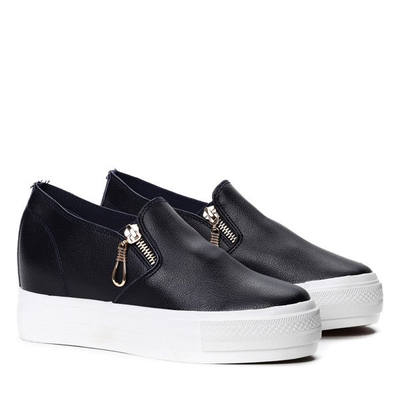 Granatowe tenisówki slip on z suwaczkami Carlee- Obuwie