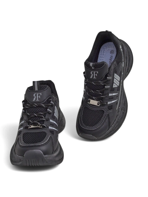 Спортивні жіночі черевики Royalfashion Hypatia чорні на плоскому каблуці 5 см