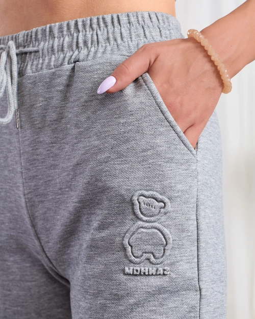 Жіночі бавовняні спортивні штани Royalfashion Grey з ведмедиком