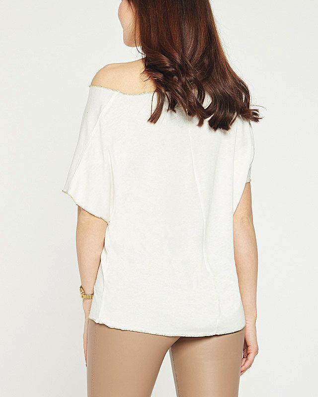 Bílé dámské tričko se zlatým potiskem a kubickými zirkony - Oblečení