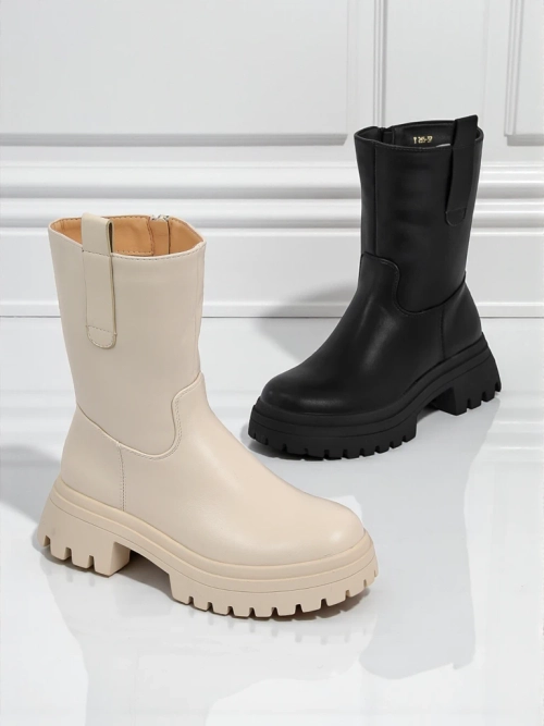 Високі жіночі ботильйони з еко шкіри Scarlet Mist