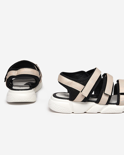 Dívčí sandály se zapínáním na suchý zip v béžové barvě Mumin-Shoes