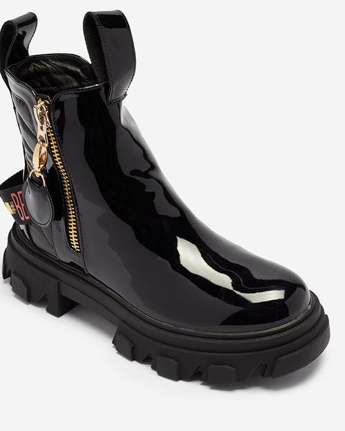 Чорні жіночі лаковані чоботи Osallu