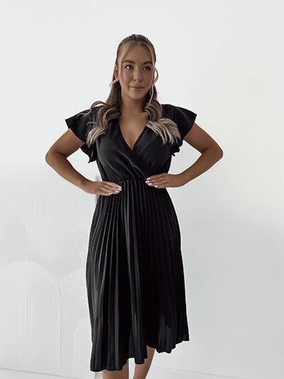 Royalfashion Dámské plisované midi šaty