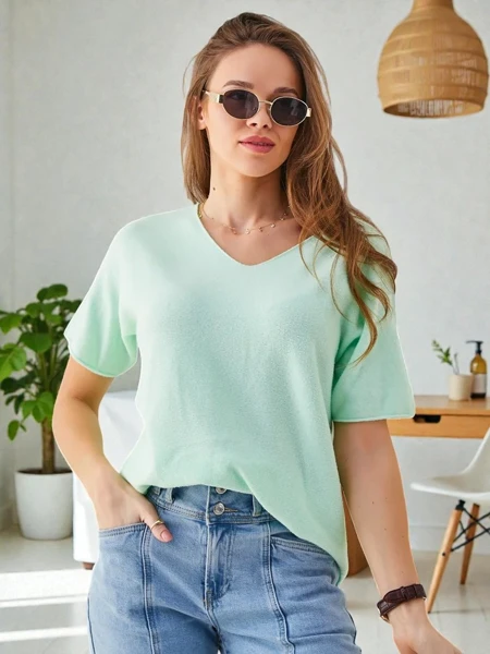 Royalfashion Tenký dámský svetr s krátkým rukávem