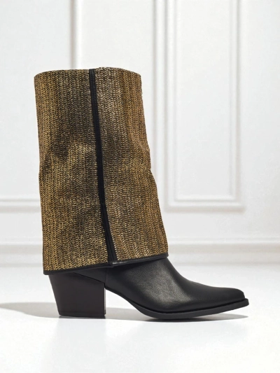 Dámské kotníkové boty z eko kůže na sloupku s ozdobným svrškem Virelia