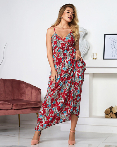 Vzdušné červené dámské maxi šaty - Oblečení