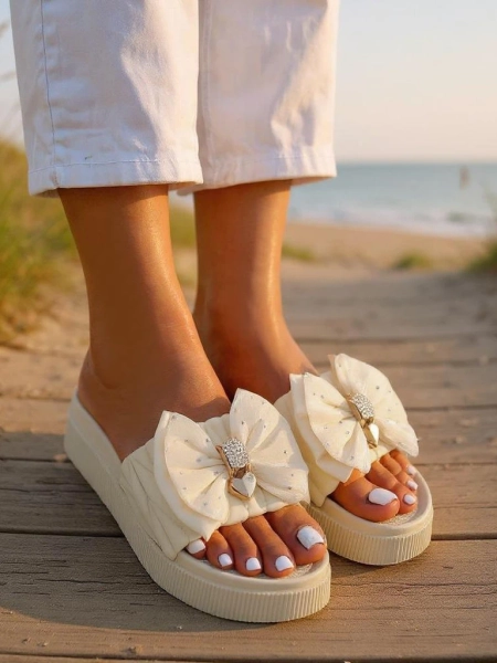 Royalfashion Dámské žabky na platformě s mašlí Sento Pace