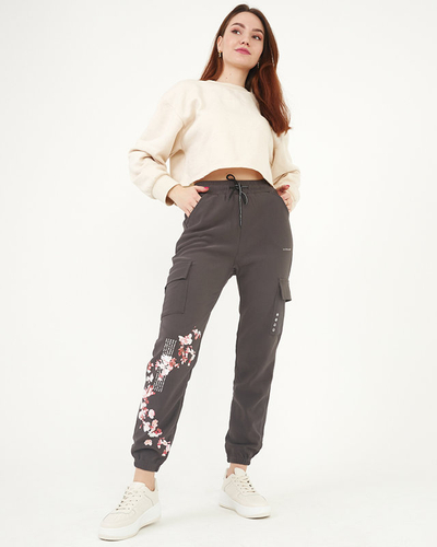 Dámské cargo kalhoty, šedé - Oblečení