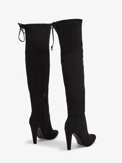 Dámské kozačky nad koleno eko semišové na jehlovém podpatku Eldirros