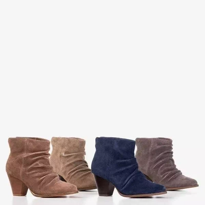 OUTLET Světle hnědé boty s řasením Holtien - obuv