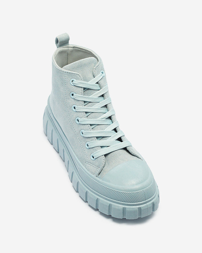 Světle modré dámské šněrovací sportovní boty a'la sneakers Netara - Obuv