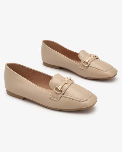 Royalfashion Світло-коричневі жіночі мокасини з золотим декором Olerika