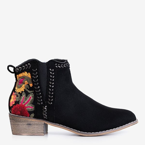 Чорні жіночі черевики з декоративною вишивкою Хастіелі - Взуття