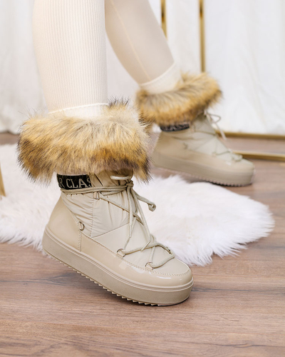 Royalfashion Béžové nazouvací boty a'la snow boots for women Gomllo