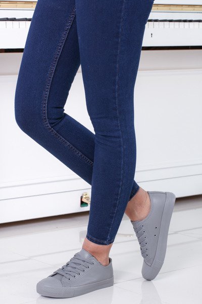 Szare trampki z eko-skóry - Obuwie