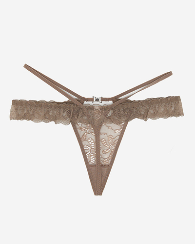 Dámská hnědá krajková tanga - Spodní prádlo