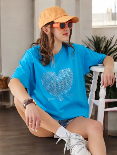 Royalfashion Жіноча бавовняна футболка LOVE зі стразами