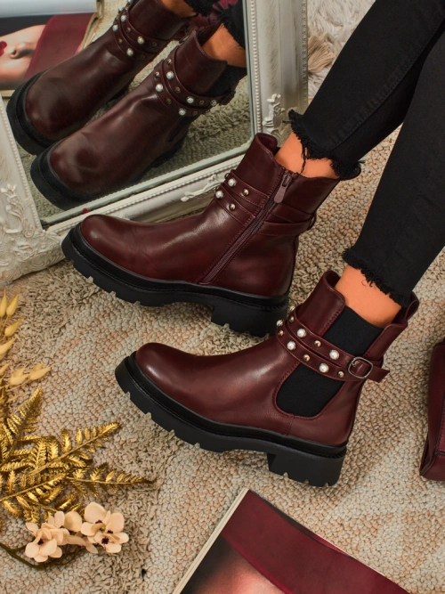 Високі жіночі ботильйони з екошкіри Pearl Mist