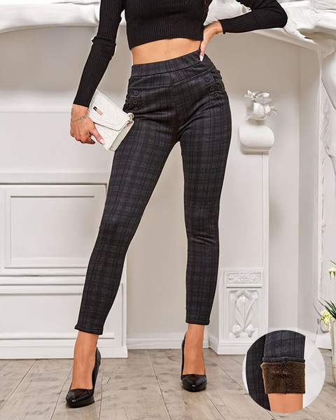 Royalfashion Dámské zateplené kostkované teggings kalhoty