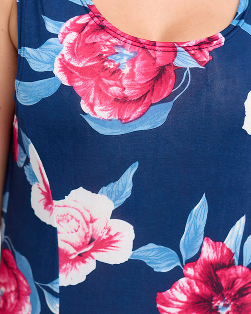 Жіноча темно-синя коротка квіткова сукня - Одяг