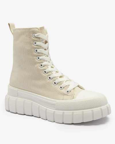 Dámské tenisky na vysoké platformě v béžové barvě Kivda- Obuv